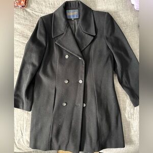 Pendleton Double-Breasted Black Coat - Size 12